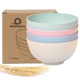 Shopwithgreen Unbreakable Large Cereal Bowls - 24 Oz Wheat Straw Fiber Lightweight Bowl Sets 4 - Dishwasher & Micro-ondas Safe - Para Cereal, Salada,