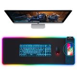 Mouse Pad Gaming Com Carregador Sem Fio, Desktop Mat Pad Com Carregamento Sem Fio, Grande Mouse Desk Pad Com Luz Led Ajustável, Maior Tapete De Mouse