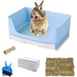 Kathson Caixa De Areia De Coelho Grande Com Gaveta, Pet Toilet Potty Trainer Corner Banheiro Maior Pet Pan Com Tapete De Grama Para Cobaias Adultas,