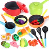 Gilobaby Cozinha Fingir Brincar Brinquedos Cozinha Playset, Acessórios De Cozinha Panelas Panelas E Panelas Set, Corte De Legumes, Frutas E Brinquedo