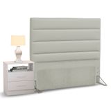 Cabeceira Cama Box Solteiro 90cm Greta Corano Bege e 1 Criado Branco - Mpozenato