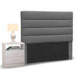 Cabeceira Cama Box Solteiro 90cm Greta Suede Cinza e 1 Criado Branco - Mpozenato