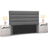 Cabeceira Cama Box Casal Queen 160cm Greta Suede Cinza e 2 Criados  Branco - Mpozenato