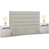 Cabeceira Cama Box Casal 140cm Greta Corano Bege e 2 Criados Branco - Mpozenato