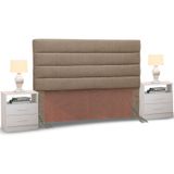 Cabeceira Cama Box Casal King 195cm Greta Linho Areia e 2 Criados Branco - Mpozenato