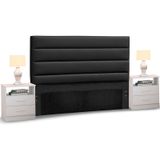 Cabeceira Cama Box Casal 140cm Greta Corano Preto e 2 Criados Branco - Mpozenato