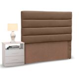 Cabeceira Cama Box Solteiro 90cm Greta Suede Marrom e 1 Criado Branco - Mpozenato