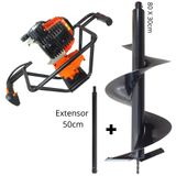 Perfurador De Solo Profissional Para Silvicultura Vps520 Vulcan Á Gasolina 2 Tempos 52cc 2,5hp Com Broca 80x30cm E Pino Trava + Extensor De 50cm