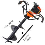 Perfurador De Solo Profissional Vulcan Vps520 Á Gasolina 2t 52cc 2,5hp Broca 80x30cm + Extensor De 60cm Econômico E Eficiente Na Construção Civil