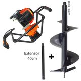 Perfurador De Solo Á Gasolina Vulcan Vps520 2t 52cc 2,5hp Com Broca 80x30cm Com Pino Trava Vulcan + Extensor De 40cm Para Perfuração De Estruturas