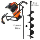 Perfurador De Solo Profissional Vps520 Vulcan Á Gasolina 2t 2,5hp Forte E Econômico Com Broca 80x10cm + Extensor De 80cm Ideal Para Atividades Rurais