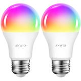 Lâmpadas Inteligentes Anwio 2-pack 8.5w (substituição De 60w) A19 E26 Led Funciona Com Alexa, Google Assistente, Aplicativo Smart Life, Tuya App, Mud