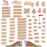 Orbrium Toys 68 Pcs Pacote De Expansão Da Linha De Trem De Madeira Compatível Com Thomas Wooden Train, Brio, Thomas The Tank Engine