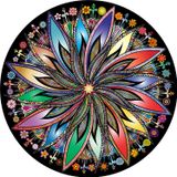 Bgraamiens Puzzle-blooming Flores-1000 Peças Geométrica Geométrica Redonda Azul Quadro Colorido Mandala Quebra-cabeça