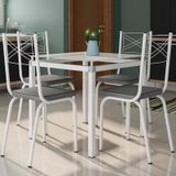 Jogo de Mesa Malva 75cm e 4 Cadeiras 119 Branco/Platina - Artefamol