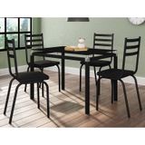 Jogo de Mesa Malva 107cm e 4 Cadeiras 118 Preto - Artefamol