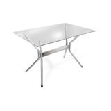 Mesa com Tampo de Vidro Retangular 120cmx80cm Loire Crome Kappesberg Cromado