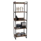 Estante Livreiro Prisma Estilo Industrial 60cm 5 Prateleiras Nogal - Mpozenato