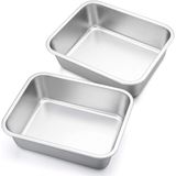 Conjunto De Panelas De Lasanha De Prato Profundo De 10,7 Polegadas, P&amp,p Chef 2-pcs Panelas De Caçarola Retangular De Aço Inoxidável, Oblong Metal