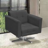 Poltrona Decorativa Base Cromada Giratória Ana Suede Grafite - Ibiza