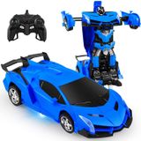 Carro De Controle Remoto, Brinquedo Para Meninos De 3 A 8 Anos, 360° Rc Rotativo Deformation Robot Car Toy Com Luz Led, Transform Robot Rc Car Age 3