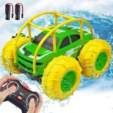 Carro De Controle Remoto, Rc Carros Anfíbios Land &amp, Water Toy Off-road Rc Boat, 360°flip Rotation Stunt Car Com Luzes Laterais Para Crianças 3 4