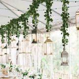 Ho2nle 12 Pack 84 Pés Artificial Fake Hanging Vines Plant Faux Silk Green Leaf Garlands Home Office Garden Outdoor Wall Greenery Cover Jungle Party D