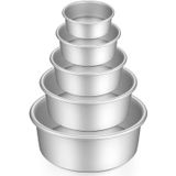 Gesentur Cake Pan Set, Bolo Redondo Molde Anodised Alumínio 5 Pcs Bakeware Com Base Removível Para Bolo Baking Party Aniversário Natal (5"6"7"8"9")