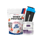 Combo Whey Protein Zero Lactose Glutamina Shaker New Baunilha