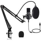 Microfone Pc De Podcast De Streaming Usb, Microfone De Computador Profissional 192khz/24bit Studio Cardioid Condensador Kit Mic Com Placa De Som Boom