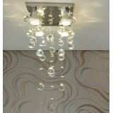 Lustre De Cristal, Para Sala De Jantar/estar, Quarto, Hall,com 50 Cm De Altura, Base De Inox Polido De 20x20cm