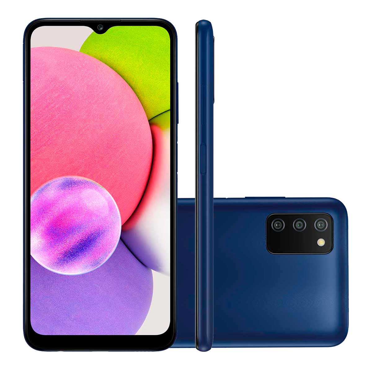 Smartphone Samsung Galaxy A03s 64GB Azul 4G Tela Infinita 6.5" Câmera Tripla 13MP Selfie 5MP Dual Chip Android 11.0