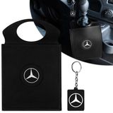 Lixeira para Carro Borracha PVC Mercedes-Benz Universal para Câmbio Lixo Car Automotivo com Chaveiro