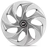 Calota Esportiva Tuning Silver Aro 14 Universal Graphite Prata com Detalhe Grafite