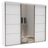 Guarda-Roupa Blima (L: 227 cm) C/ 3 Portas De Correr C/ Espelho 100% Mdf Branco