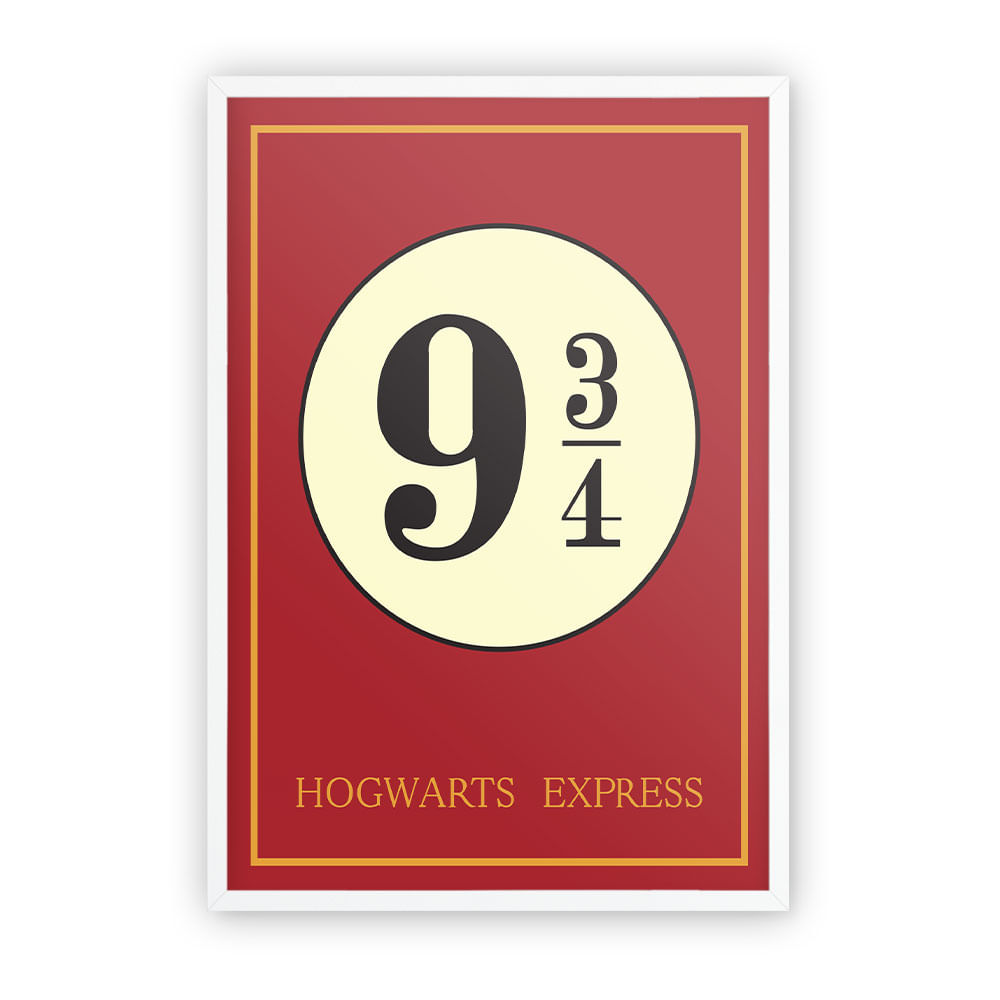 Quadro Decorativo A2 Harry Potter 9 3/4 Estação Poster Moldura Branca Decoração Quarto Qb42x60-81