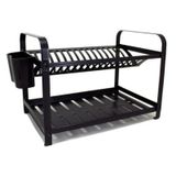 Escorredor 16 Pratos Inox Não Enferruja Preto Oferta