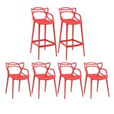 KIT - 4 x cadeiras + 2 x banquetas altas Allegra - Vermelho