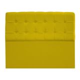 Cabeceira Estofada Mel com Capitonê 195 cm para Cama Box King Suede Amarelo Quarto - AM Decor