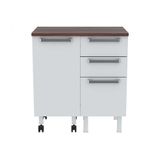 Balcao Tampo Madeira 80cm Carrinho Gourmet Verona Branco