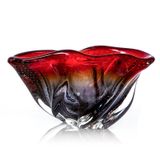 Cachepô Em Cristal Murano Vermelho Com Lilás  São Marcos