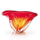 Vaso Em Cristal Murano Vermelho E Âmbar  São Marcos