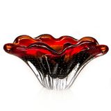 Cachepô Em Cristal Murano Vermelho Com Lilás São Marcos