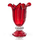 Vaso Com Base Em Cristal Murano Vermelho  São Marcos