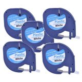 Kit 5 Fita Aplicável Dymo Letratag 91201 T Plástica 12mm
