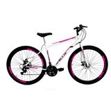 Bicicleta Aro 29 Shimano Freio a Disco 21M. Velox Branca/Pink - Ello Bike