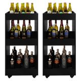 Kit 2 Adegas Bar Multiuso Seul com Rodízios Preto - Mpozenato