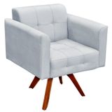 Poltrona Decorativa Base Madeira Giratória Ana Suede Cinza - Ibiza