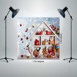 Painel Fundo Fotográfico Tecido 1,5x1,5m Decoração Natal em forma casa P811