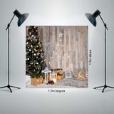 Painel Fundo Fotográfico Tecido 1,5x1,5m Arvore de Natal com enfeites brancos P801